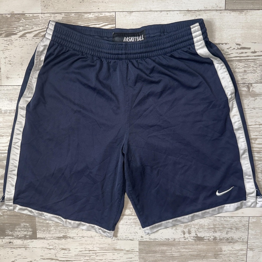 Nike Basketball Shorts Mens Large Blue 11 Inseam Mesh Lined Elastic Waist